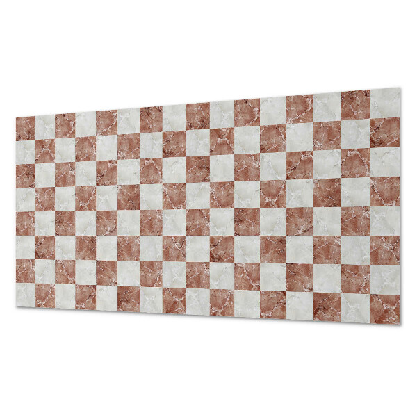 Rectangular bathroom wall panel Marble chessboard in an elegant style