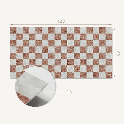 Rectangular bathroom wall panel Marble chessboard in an elegant style