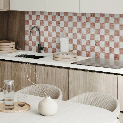 Rectangular bathroom wall panel Marble chessboard in an elegant style