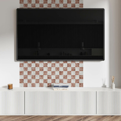 Rectangular bathroom wall panel Marble chessboard in an elegant style