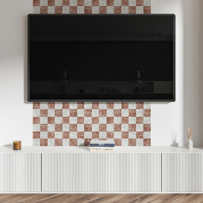 Rectangular bathroom wall panel Marble chessboard in an elegant style