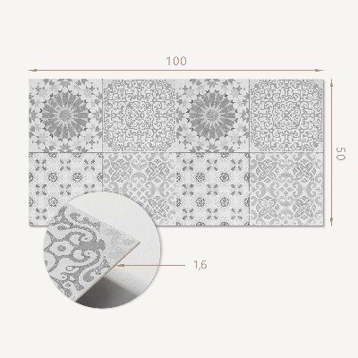 Rectangular wall panel Geometric-floral motif