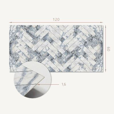 Rectangular decorative wall panel Herringbone marble pattern
