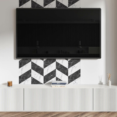 Rectangular decorative wall panel Marble herringbone in an elegant style