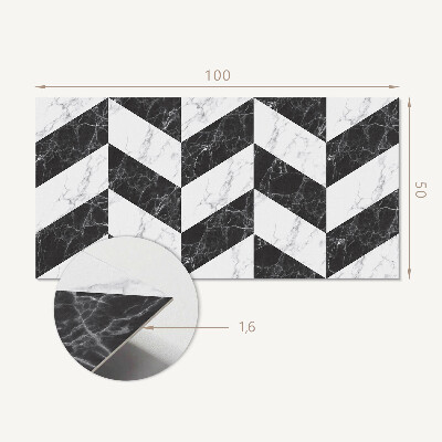 Rectangular decorative wall panel Marble herringbone in an elegant style