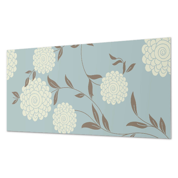 Rectangular decorative wall panel Floral motif with green leaves