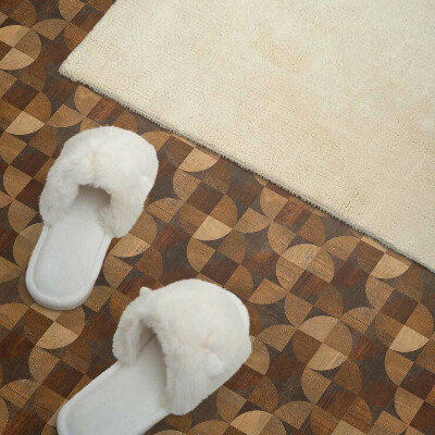 Rectangular bathroom wall panel A pattern inspired by the geometry of wood
