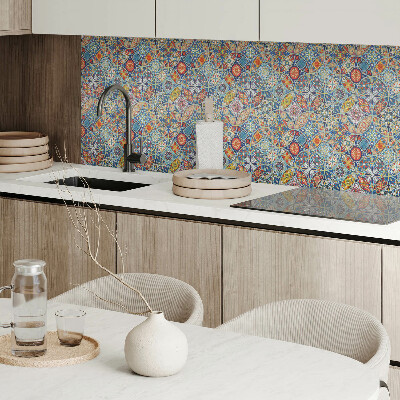 Rectangular bathroom wall panel Multicolored mandala motif