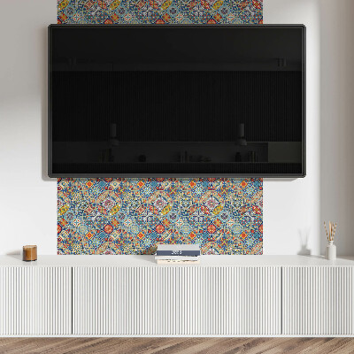 Rectangular bathroom wall panel Multicolored mandala motif
