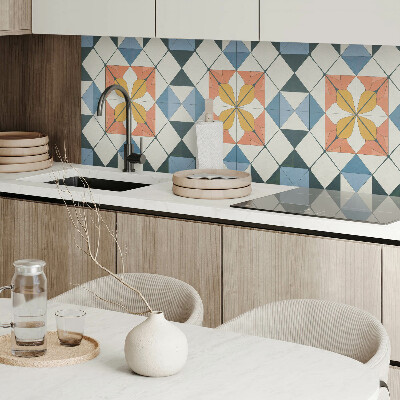 Rectangular bathroom wall panel Floral motif in geometric shapes