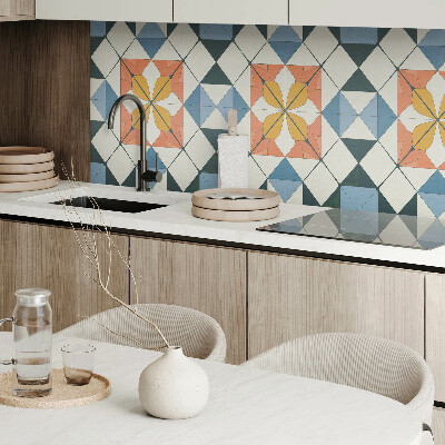 Rectangular bathroom wall panel Floral motif in geometric shapes