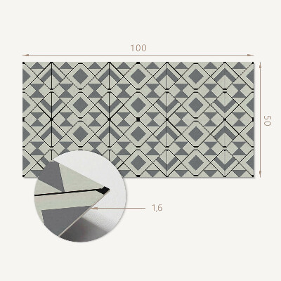 Rectangular bathroom wall panel Geometric style rhombus pattern