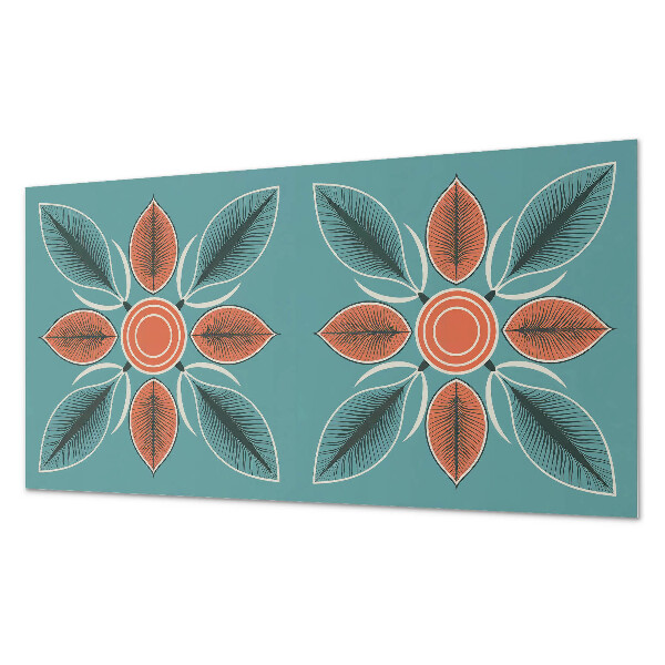 Rectangular bathroom wall panel Floral motif with green leaves