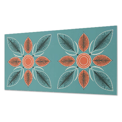Rectangular bathroom wall panel Floral motif with green leaves
