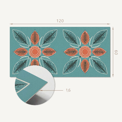 Rectangular bathroom wall panel Floral motif with green leaves