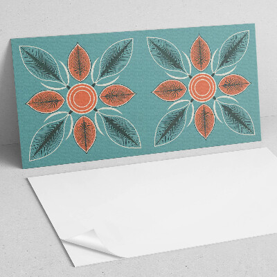 Rectangular bathroom wall panel Floral motif with green leaves