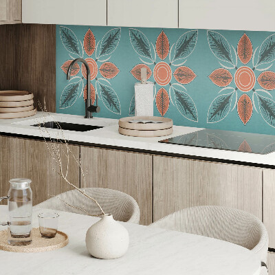Rectangular bathroom wall panel Floral motif with green leaves