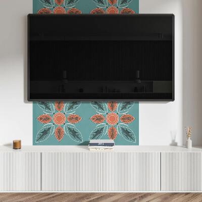 Rectangular bathroom wall panel Floral motif with green leaves