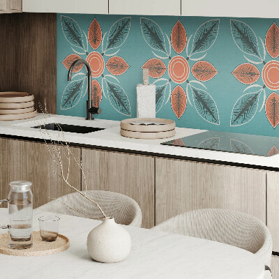 Rectangular bathroom wall panel Floral motif with green leaves