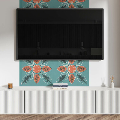 Rectangular bathroom wall panel Floral motif with green leaves