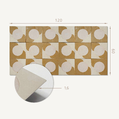 Rectangular bathroom wall panel Pattern of geometric circles and arcs