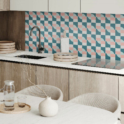 Rectangular wall panel Checkered geometric motif