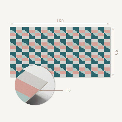 Rectangular wall panel Checkered geometric motif