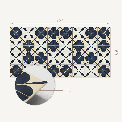 Rectangular bathroom wall panel Floral motif on a plain background
