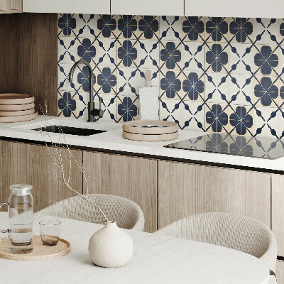 Rectangular bathroom wall panel Floral motif on a plain background