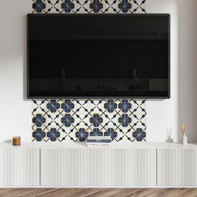 Rectangular bathroom wall panel Floral motif on a plain background