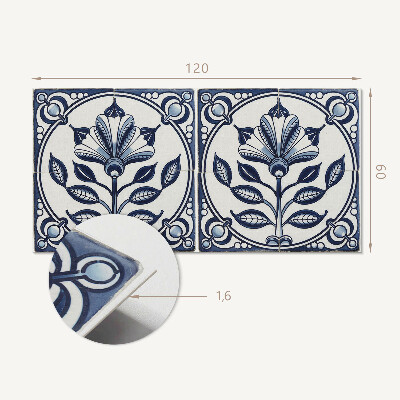 Rectangular bathroom wall panel Floral motif on the tile