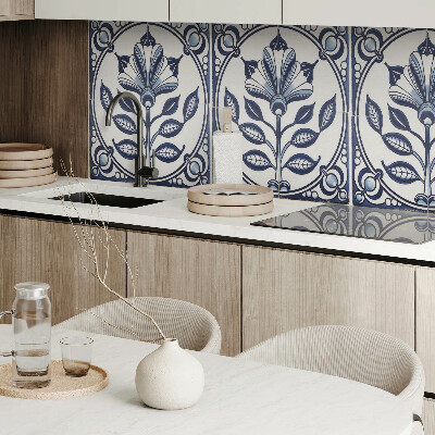 Rectangular bathroom wall panel Floral motif on the tile