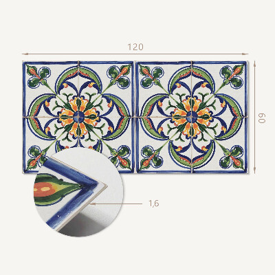 Rectangular wall panel Floral motif on the tile