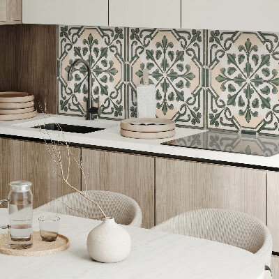 Rectangular bathroom wall panel Plant motif on the tile