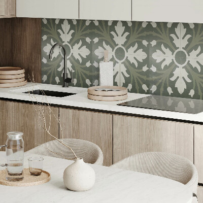 Rectangular bathroom wall panel Plant motif on the tiles