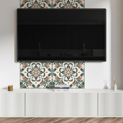 Rectangular bathroom wall panel Floral motif with green leaves