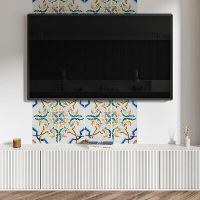 Rectangular bathroom wall panel Plant ornaments in an elegant style