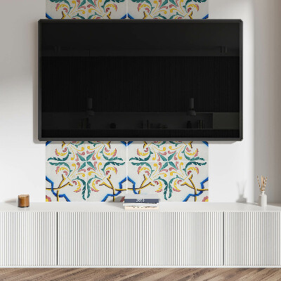 Rectangular bathroom wall panel Plant ornaments in an elegant style
