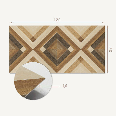Rectangular wall panel Checkered geometric motif
