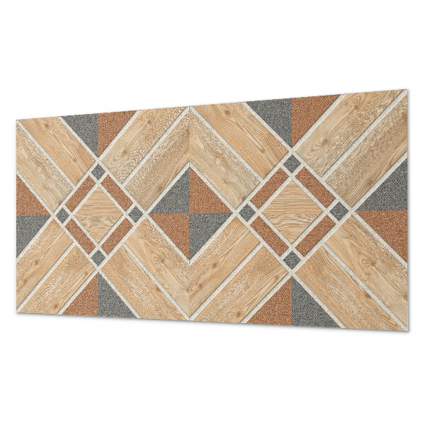 Rectangular bathroom wall panel Geometric pattern with natural wood