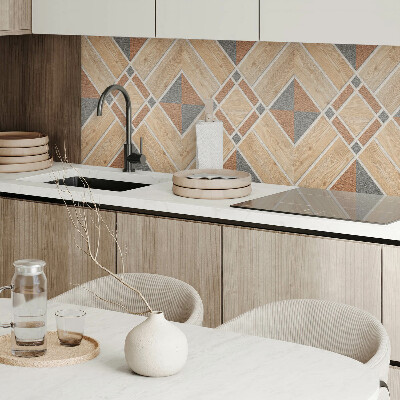 Rectangular bathroom wall panel Geometric pattern with natural wood