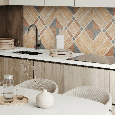 Rectangular bathroom wall panel Geometric pattern with natural wood