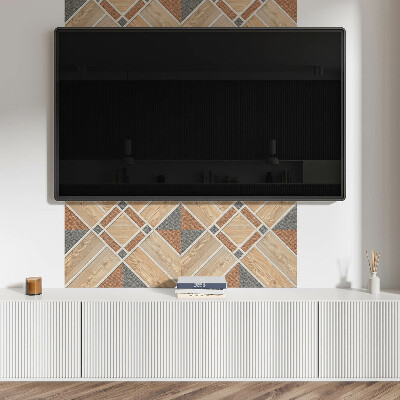 Rectangular bathroom wall panel Geometric pattern with natural wood
