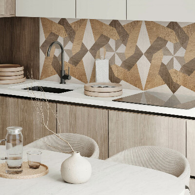 Rectangular bathroom wall panel Polygonal mosaic made of wood