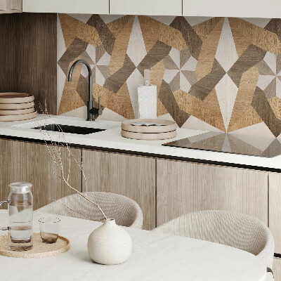 Rectangular bathroom wall panel Polygonal mosaic made of wood