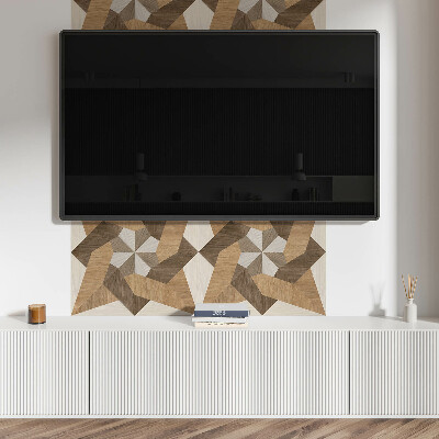 Rectangular bathroom wall panel Polygonal mosaic made of wood