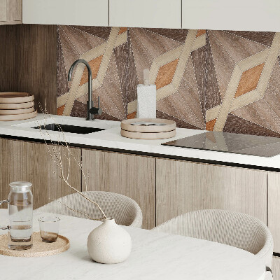 Rectangular bathroom wall panel Geometric pattern made of natural wood