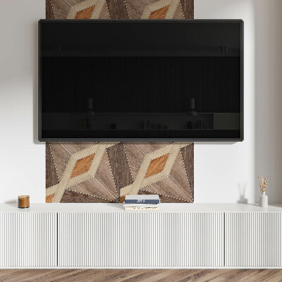 Rectangular bathroom wall panel Geometric pattern made of natural wood