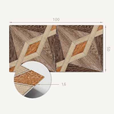 Rectangular bathroom wall panel Geometric pattern made of natural wood