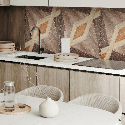 Rectangular bathroom wall panel Geometric pattern made of natural wood